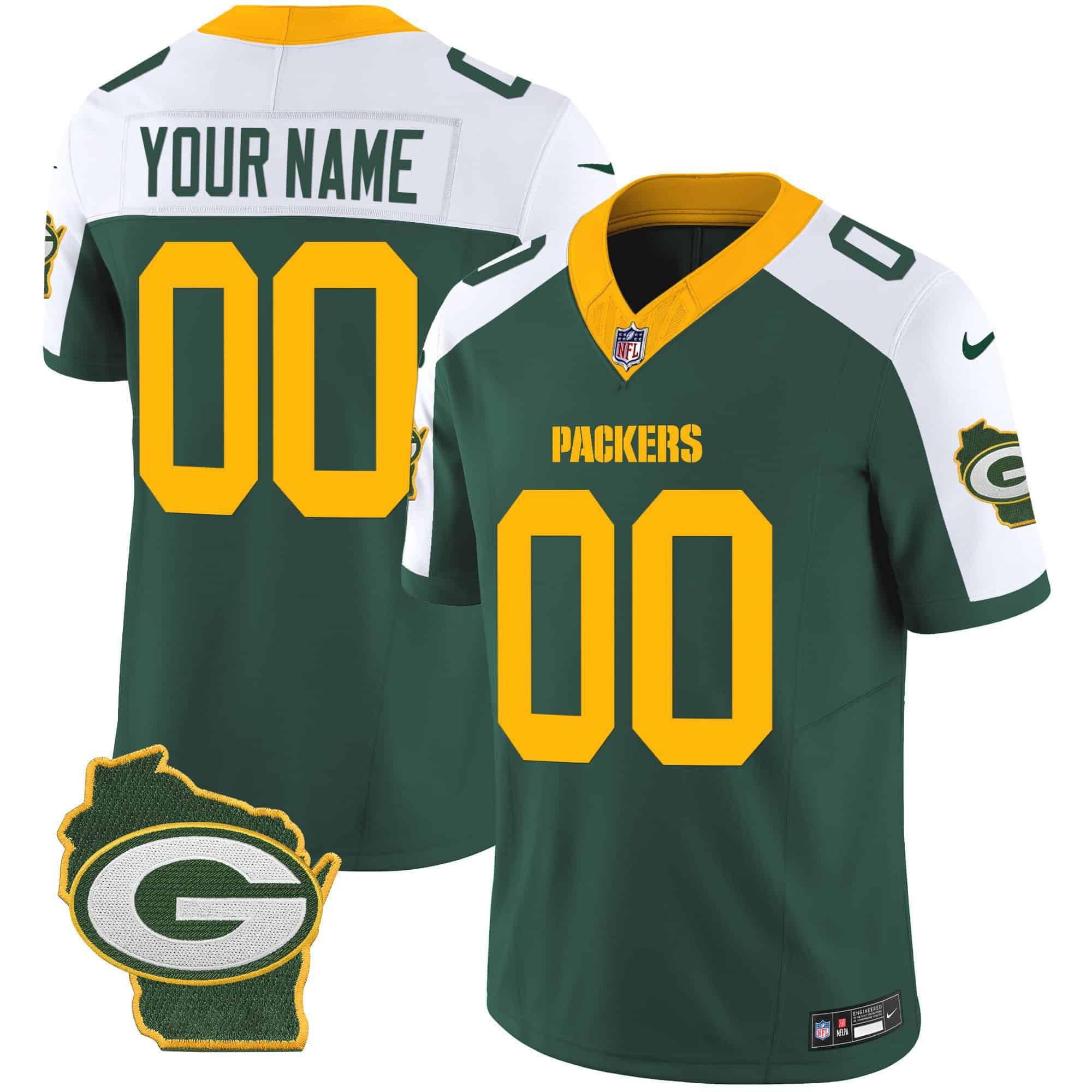 Men Green Bay Packers Green 2024 Nike Home Patch Vapor Custom NFL Jersey